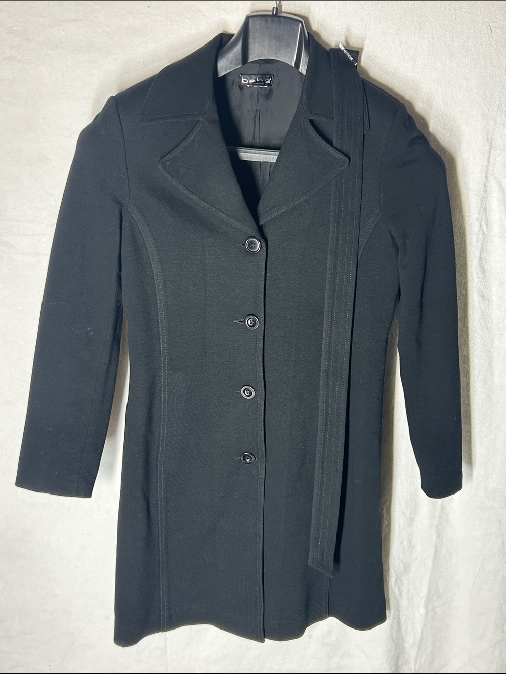 bebe Black Tailored Trench Coat with Belt